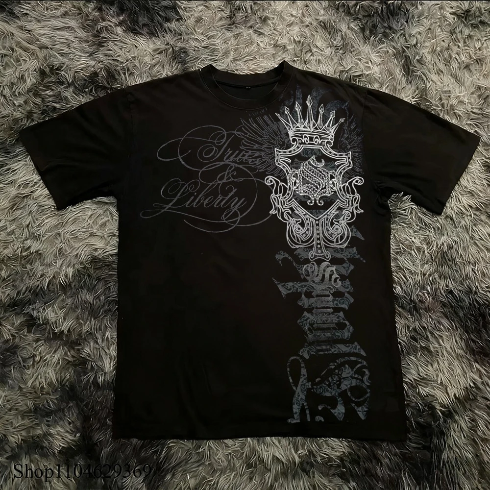 Летняя классическая футболка в готическом стиле Y2K с принтом, оверсайз, уличный стиль, с круглым вырезом, хлопковая, для мужчин и женщин
Летняя классическая футболка в готическом стиле Y2K с принтом, оверсайз, уличный стиль, с круглым вырезом, хлопковая, для мужчин и женщин