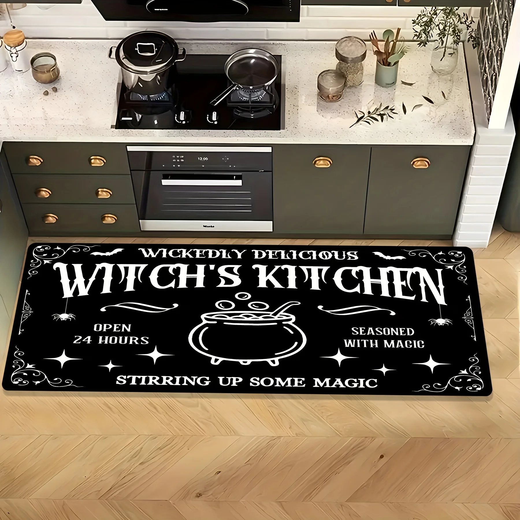 Wickedly Delicious Witchs Kitchen Runner Rug Set Magic Cauldron Print NonSlip Floor Mats for Kitchen Entryway Decor
Wickedly Delicious Witchs Kitchen Runner Rug Set Magic Cauldron Print NonSlip Floor Mats for Kitchen Entryway Decor