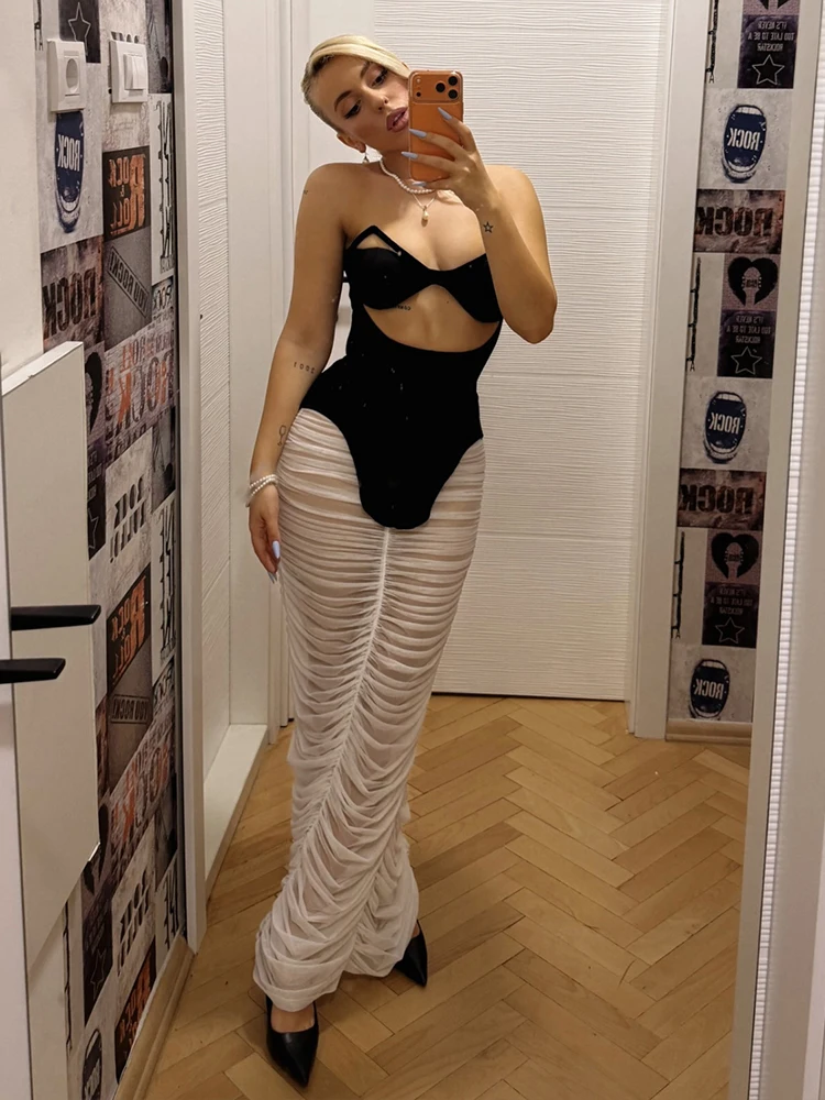 Kliou Sexy Fashion 2 Piece Set Woman Wrap Chest Hollow Design Irregular Tank Tops+Mesh Patchwork Long Skirts Wild Style Outfits
Kliou Sexy Fashion 2 Piece Set Woman Wrap Chest Hollow Design Irregular Tank Tops+Mesh Patchwork Long Skirts Wild Style Outfits