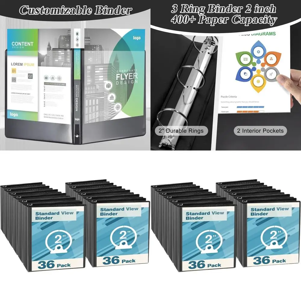 Набор из 36 черных 2-кольцевых папок-регистраторов для бумаги формата Letter, прочные, с 3 кольцами
Набор из 36 черных 2-кольцевых папок-регистраторов для бумаги формата Letter, прочные, с 3 кольцами