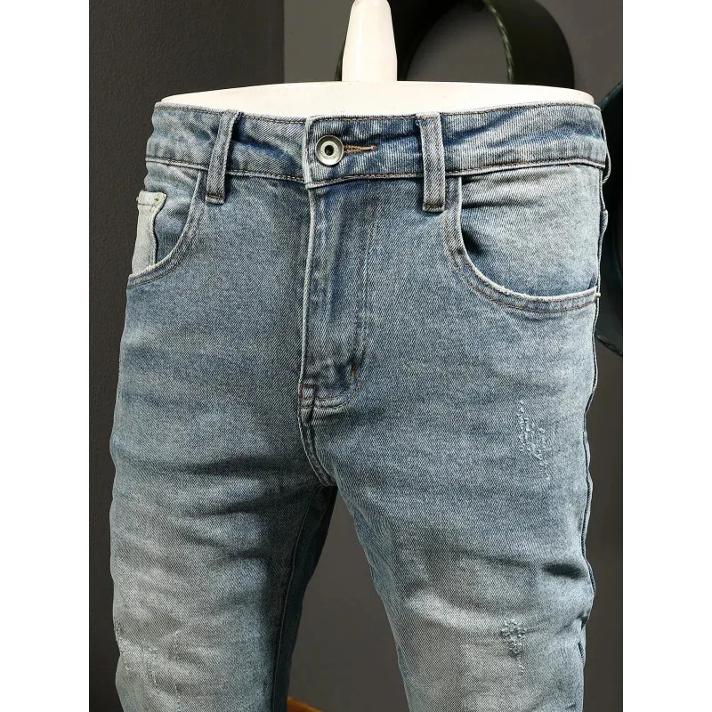 Splicing jeans men's fashion retro trend stretch denim slim fit small feet nostalgic street motorcycle pants
Splicing jeans men's fashion retro trend stretch denim slim fit small feet nostalgic street motorcycle pants