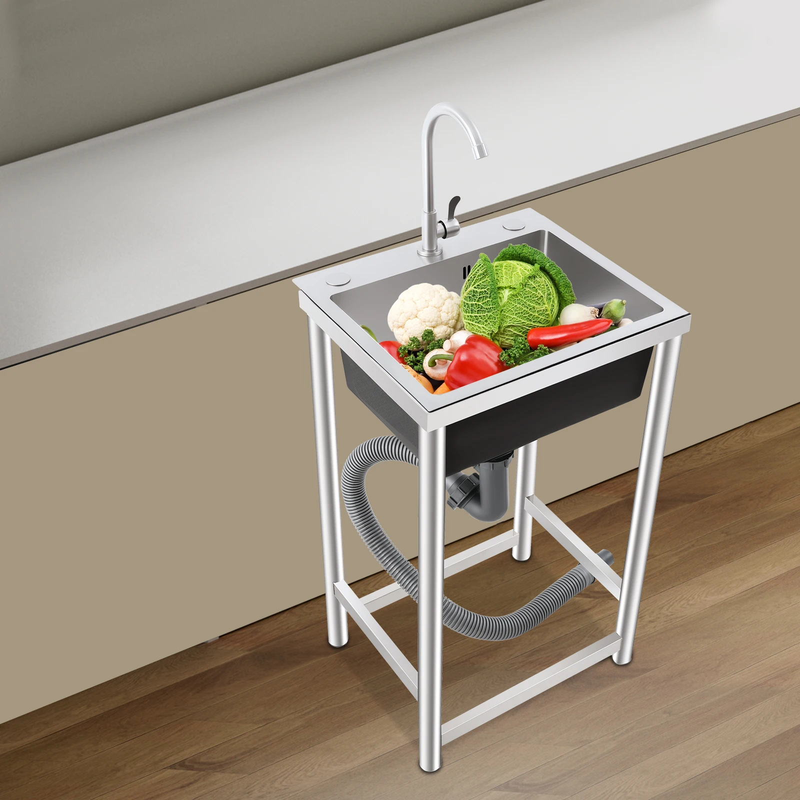 45x40x22cm Kitchens Single Bowl Commercial Sink, Stainless Steel Sink with Faucet Freestanding Utility Sink Homes, Restaurants
45x40x22cm Kitchens Single Bowl Commercial Sink, Stainless Steel Sink with Faucet Freestanding Utility Sink Homes, Restaurants