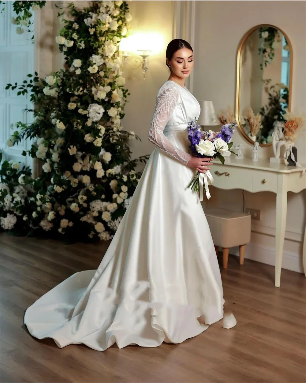Flavinke Customized Luxury Satin Wedding Dresses Women's Mermaid Sexy Glitter Long Sleeve Muslim Bridal Gowns Vestidos De Novia
Flavinke Customized Luxury Satin Wedding Dresses Women's Mermaid Sexy Glitter Long Sleeve Muslim Bridal Gowns Vestidos De Novia