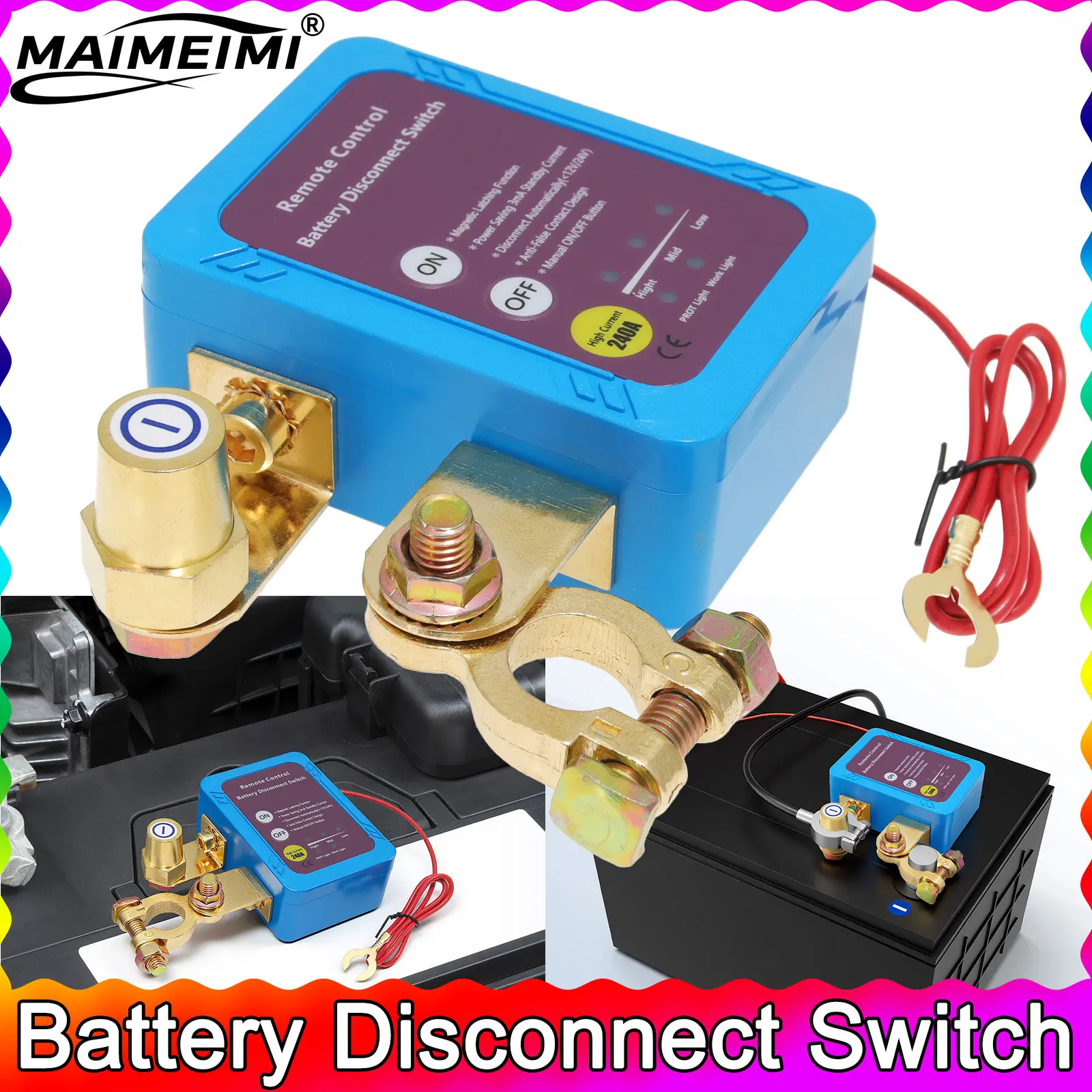 Blue Wireless Remote Control Switch 12V Remote Battery Disconnect Shut Off Tool 240A Automatic Power Shut Off Switch for Car
Blue Wireless Remote Control Switch 12V Remote Battery Disconnect Shut Off Tool 240A Automatic Power Shut Off Switch for Car