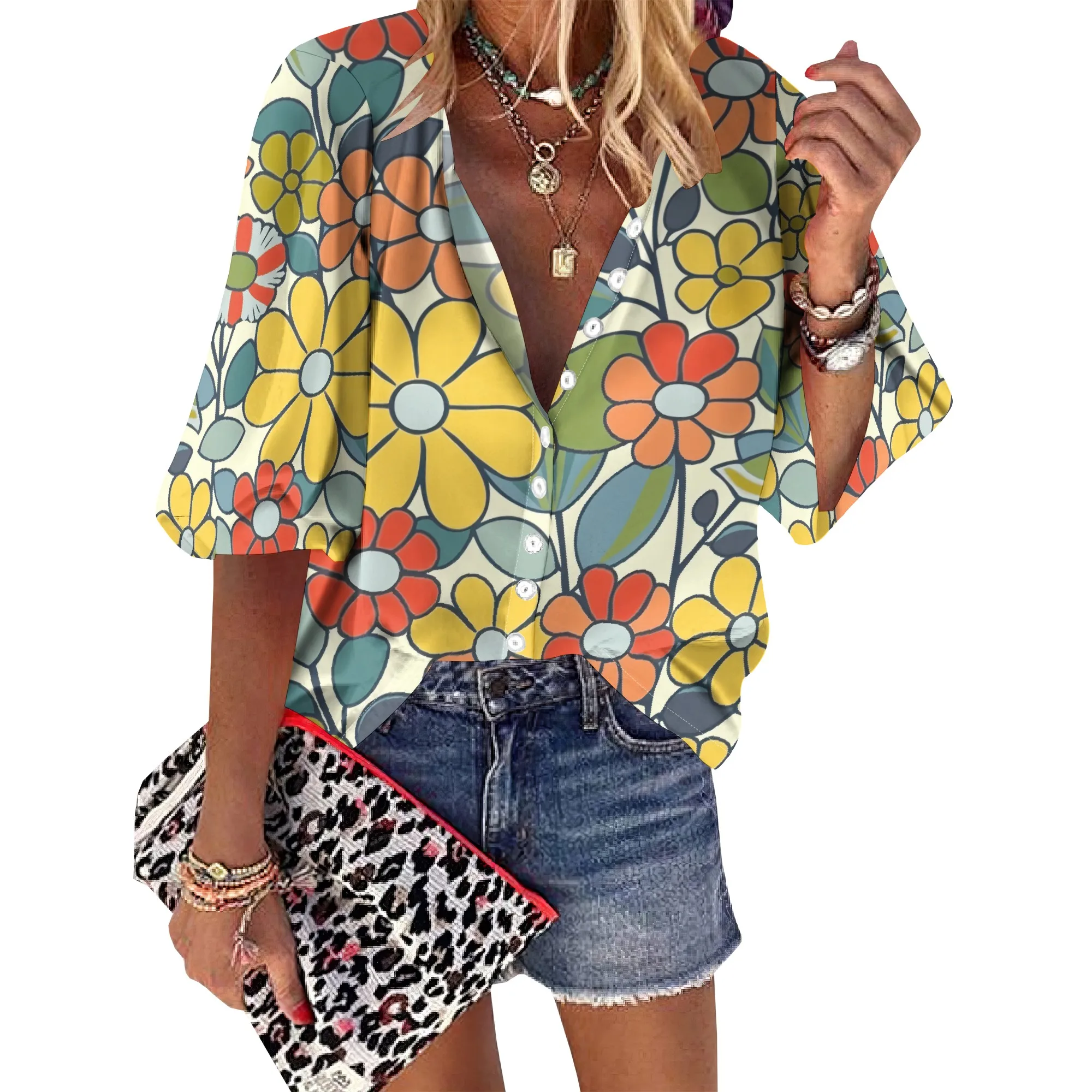 Womens Button Down 60's Retro Flower Pattern Shirts 3/4 Sleeve Dressy Casual Tops Pleated Business Floral Blouses 2025
Womens Button Down 60's Retro Flower Pattern Shirts 3/4 Sleeve Dressy Casual Tops Pleated Business Floral Blouses 2025