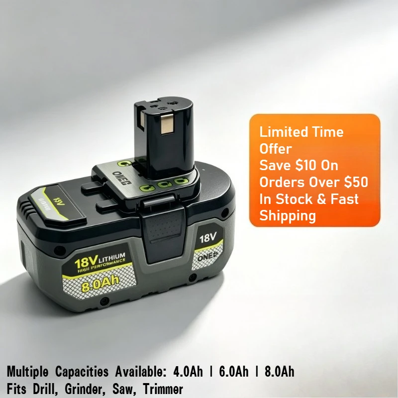 Upgraded 18V 8.0Ah Lithium Battery Replacement for RYOBI P108 P107, High Capacity Long Lasting Rechargeable Cordless Power Tool
Upgraded 18V 8.0Ah Lithium Battery Replacement for RYOBI P108 P107, High Capacity Long Lasting Rechargeable Cordless Power Tool