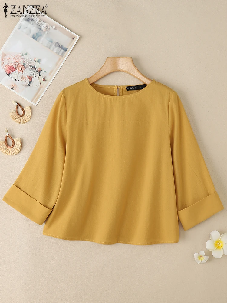 2025 ZANZEA Summer Blouses Women Elegant 3/4 Sleeve Work Shirt Casual Solid Cotton Blusas Fashion O Neck Tunic Tops Oversize
2025 ZANZEA Summer Blouses Women Elegant 3/4 Sleeve Work Shirt Casual Solid Cotton Blusas Fashion O Neck Tunic Tops Oversize