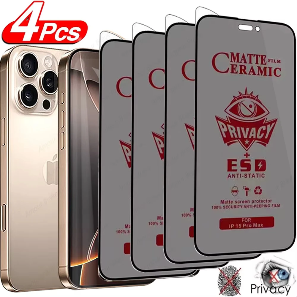 4Pcs Matte Privacy Ceramic Film For iPhone 16 15 14 13 12 11 Pro Max X XS XR 7 8 Plus SE Screen Protector For iPhone 16 Pro Film
4Pcs Matte Privacy Ceramic Film For iPhone 16 15 14 13 12 11 Pro Max X XS XR 7 8 Plus SE Screen Protector For iPhone 16 Pro Film