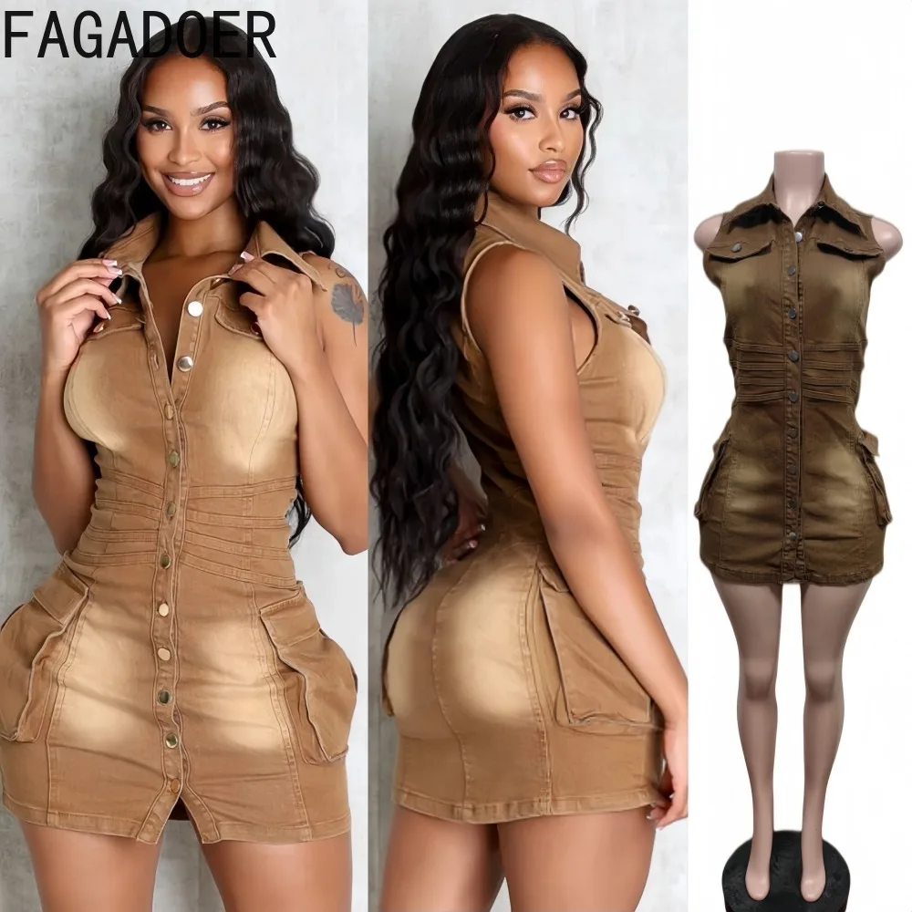 FAGADOER Sexy Tie-dye Printing Denim Dresses Women Sleeveless Cargo Pocket Patchwork Bodycon Dress Female Streetwear Vestidos
FAGADOER Sexy Tie-dye Printing Denim Dresses Women Sleeveless Cargo Pocket Patchwork Bodycon Dress Female Streetwear Vestidos