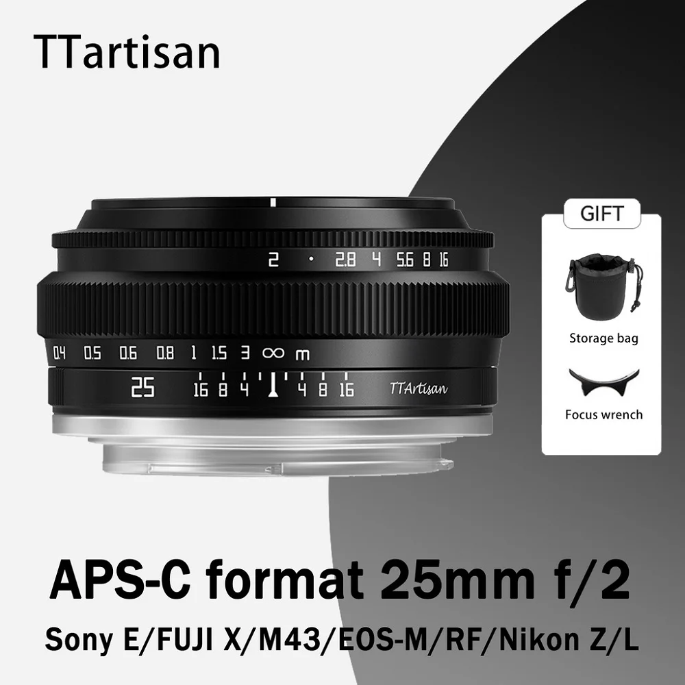 TTArtisan APS-C Frame 25mm F2.0 Micro Single Camera Lens Manual Focus Fixed Focus Lens for Sony E Mount a6400 Fujifilm XA XT4
TTArtisan APS-C Frame 25mm F2.0 Micro Single Camera Lens Manual Focus Fixed Focus Lens for Sony E Mount a6400 Fujifilm XA XT4