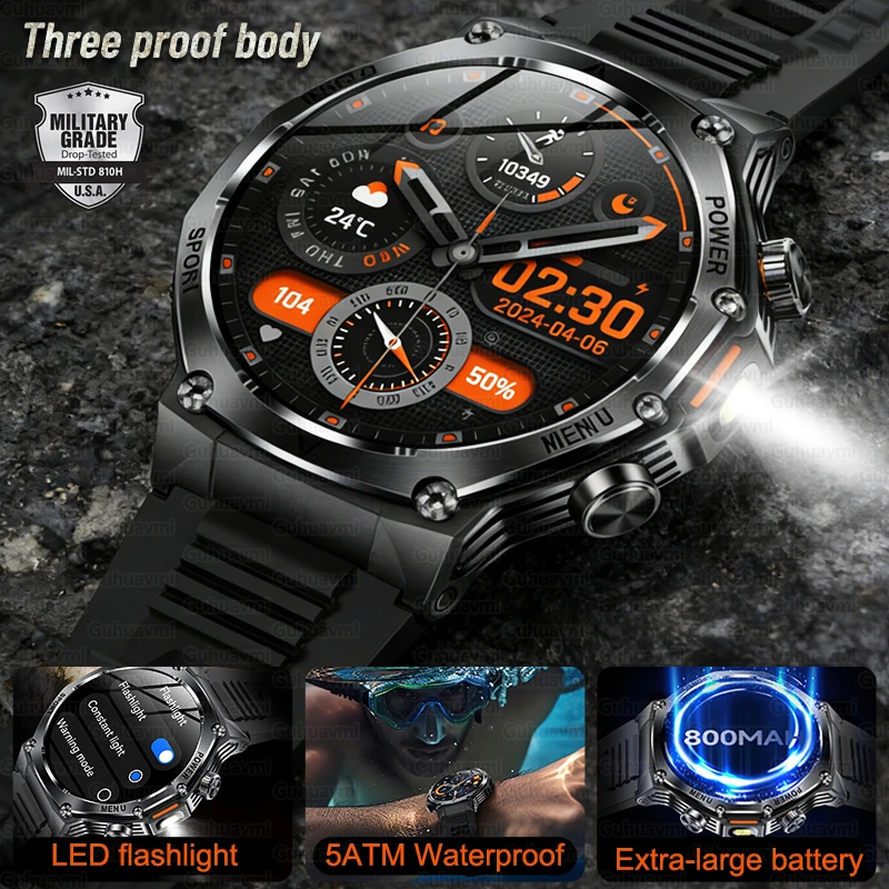 2026 New Military Grade Smart Watch For Men 800mAh LED Flashlight 5ATM Waterproof Wireless Call 1.8'' AMOLED Sports Smartwatch
2026 New Military Grade Smart Watch For Men 800mAh LED Flashlight 5ATM Waterproof Wireless Call 1.8'' AMOLED Sports Smartwatch