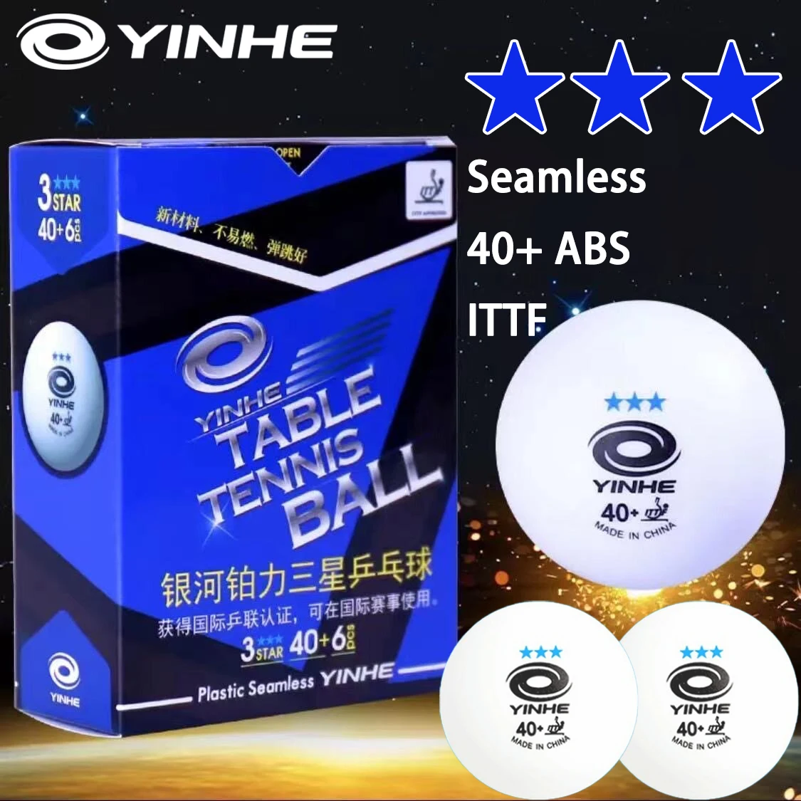 YINHE Seamless 3 Star Table Tennis Balls 40+ ABS New Material Ping Pong Balls for Professional Training and Competition 6PCS/BOX
YINHE Seamless 3 Star Table Tennis Balls 40+ ABS New Material Ping Pong Balls for Professional Training and Competition 6PCS/BOX
