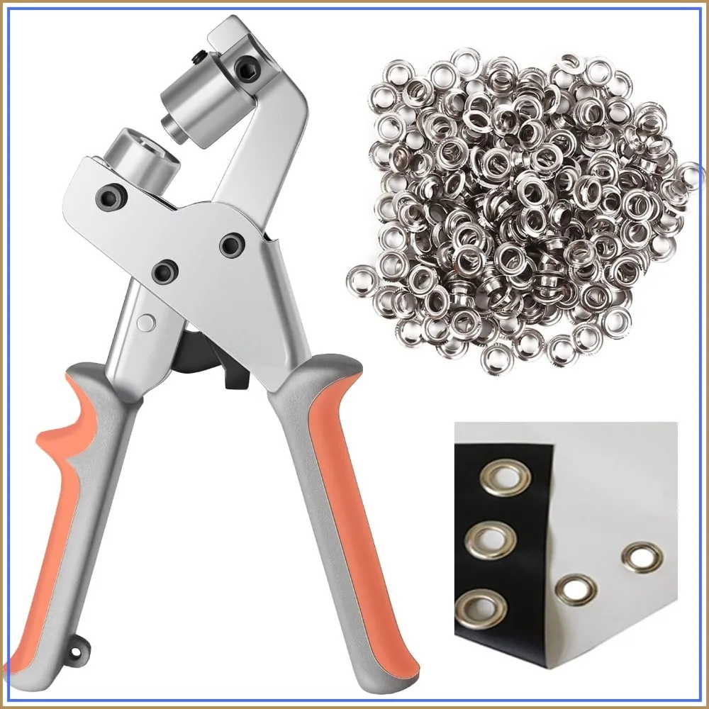 Handheld Hole Punch Pliers with 500pcs 3/8 Inch Grommets, Portable Grommet Hand Press Machine
Handheld Hole Punch Pliers with 500pcs 3/8 Inch Grommets, Portable Grommet Hand Press Machine