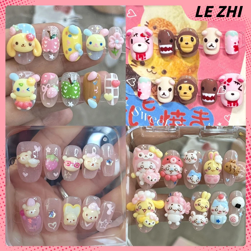 Kawaii 3D Cartoon Rilakkuma Rabbit Handmade Wearable Fake Nails Strawberry Wings Bowknot Diamond Biscuit Bread Press On Nails
Kawaii 3D Cartoon Rilakkuma Rabbit Handmade Wearable Fake Nails Strawberry Wings Bowknot Diamond Biscuit Bread Press On Nails
