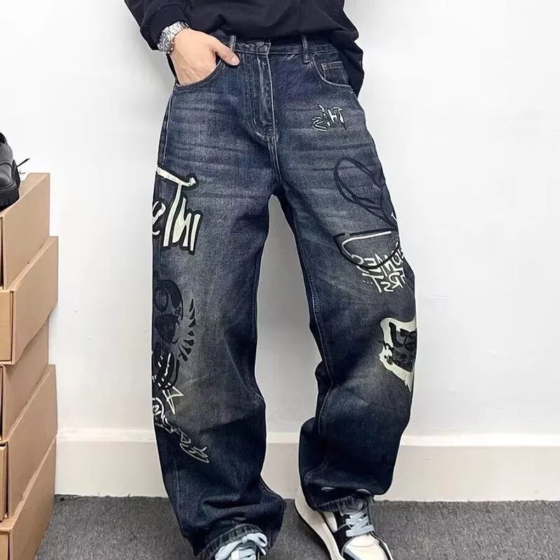 Spring And Summer New Korean Cartoon Graffiti Jeans Men'S Loose Straight Leg Pants High Street Retro Printed Long Pants
Spring And Summer New Korean Cartoon Graffiti Jeans Men'S Loose Straight Leg Pants High Street Retro Printed Long Pants