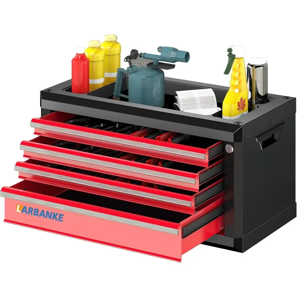 4-Drawer Lockable Tool Box, Waterproof Rustproof Top, Anti-collision Corners, Stackable with 5/7-Drawer Tool Chest
4-Drawer Lockable Tool Box, Waterproof Rustproof Top, Anti-collision Corners, Stackable with 5/7-Drawer Tool Chest