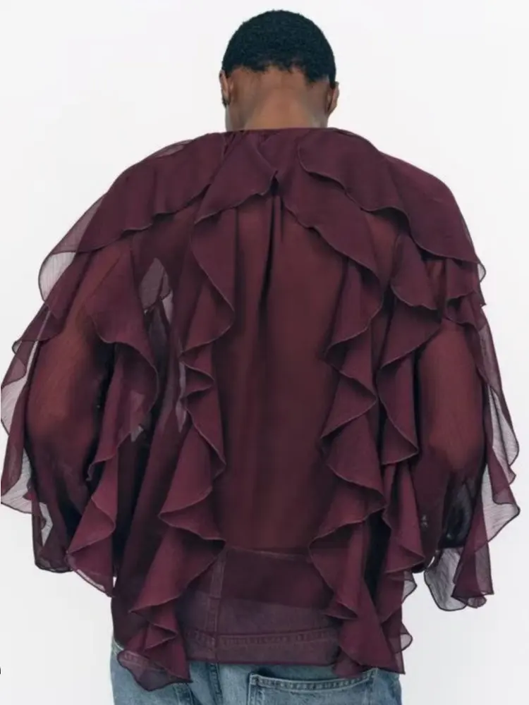 Office Lady Vintage V-neck Translucent Tierred Ruffles Blouses 2025 Summer Chic Women's Elegant Loose Long Sleeve Layered Shirts
Office Lady Vintage V-neck Translucent Tierred Ruffles Blouses 2025 Summer Chic Women's Elegant Loose Long Sleeve Layered Shirts