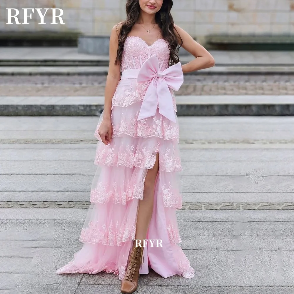 RFYR Evening Dress Strapless Vestidos De Noche Sweetheart Layered Prom Dress Appliques Party Dress with Big Bow Customized
RFYR Evening Dress Strapless Vestidos De Noche Sweetheart Layered Prom Dress Appliques Party Dress with Big Bow Customized