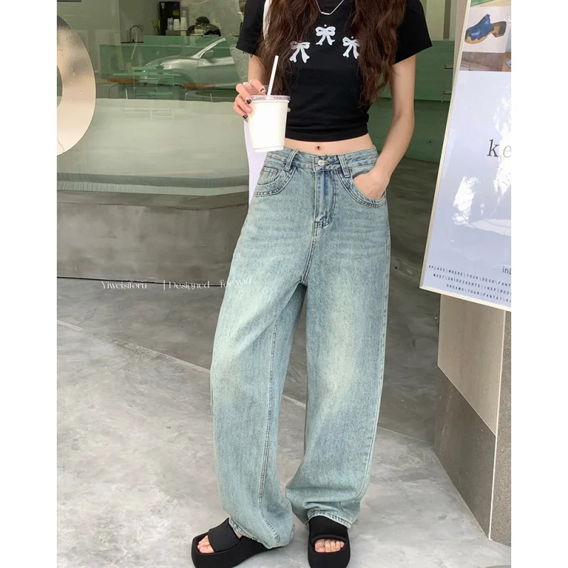 Vintage Blue High Waisted Women's Jeans Fashion Y2K Streetwear Casual Baggy Straight 2024 NEW Denim Trouser Wide Leg Pants
Vintage Blue High Waisted Women's Jeans Fashion Y2K Streetwear Casual Baggy Straight 2024 NEW Denim Trouser Wide Leg Pants