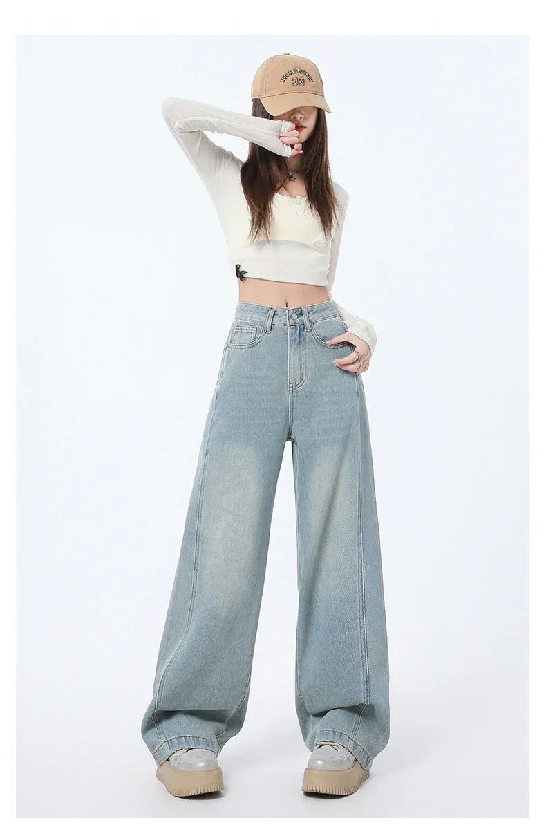Pear Shaped Body Sense of Design Denim High-waisted Straight-leg Pants.Women's Spring Fall Fashion Loose Simple Wide Leg Jeans
Pear Shaped Body Sense of Design Denim High-waisted Straight-leg Pants.Women's Spring Fall Fashion Loose Simple Wide Leg Jeans
