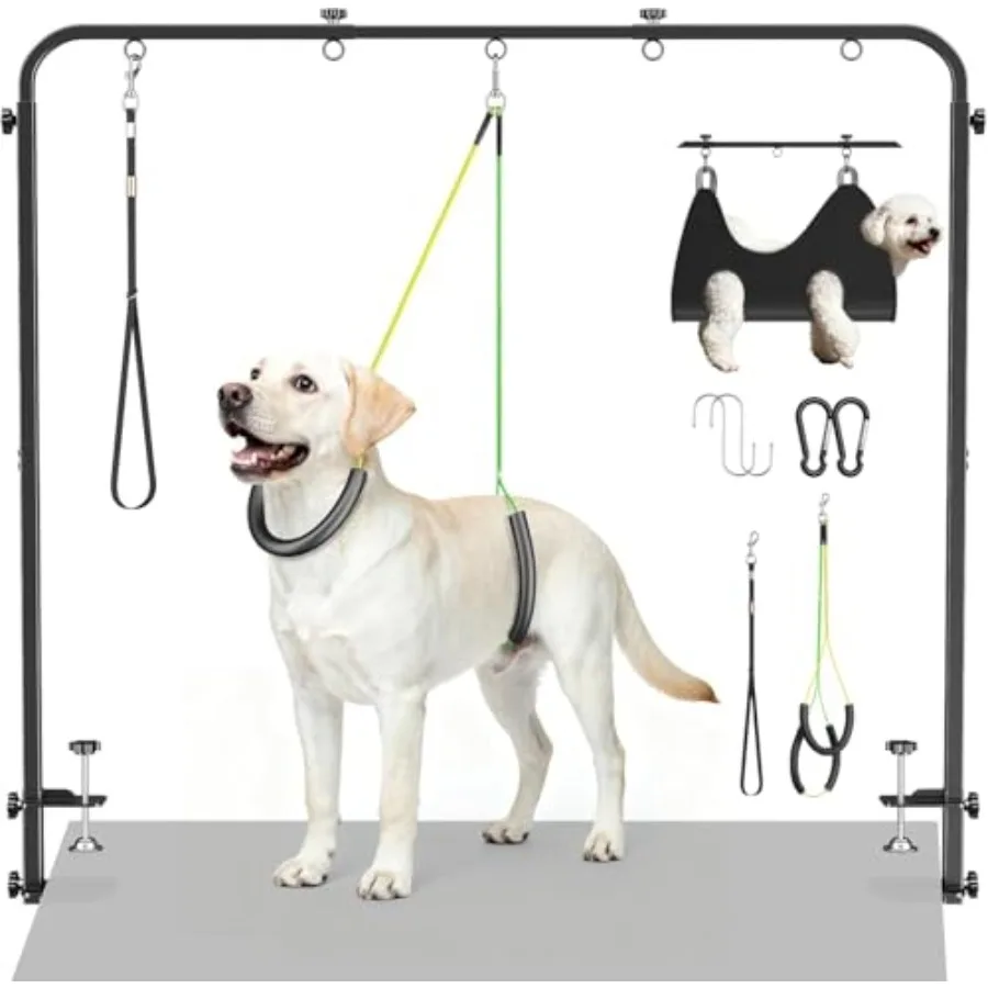 Dog Grooming Arm with Hammock and 2 Nooses - Adjustable Table Arm Height 20''-42'' Width 27''-39'' Table Clamp Up to 2.76'' Thi
Dog Grooming Arm with Hammock and 2 Nooses - Adjustable Table Arm Height 20''-42'' Width 27''-39'' Table Clamp Up to 2.76'' Thi