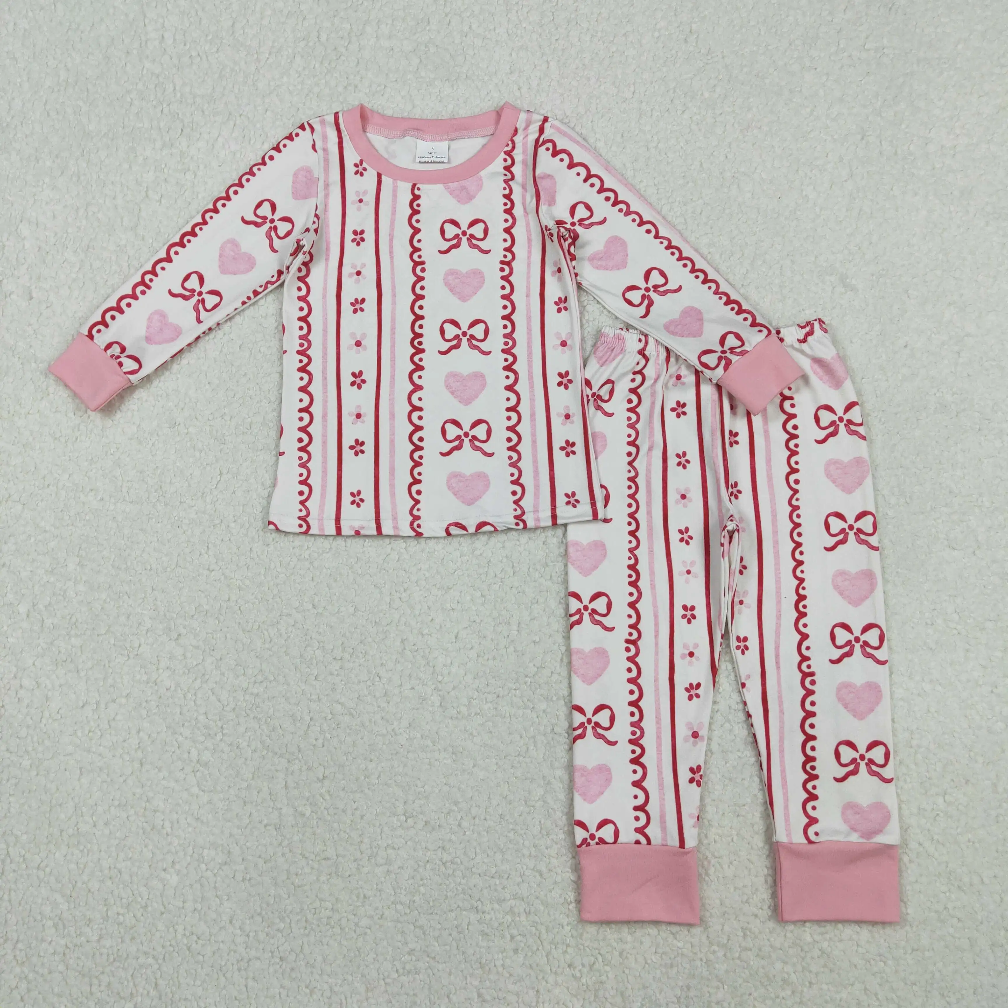 Baby Girls Pink Bows Hearts Stripe Pajamas Set Valentine's Day Theme Floral Top And Pants Ensemble for Little Ones
Baby Girls Pink Bows Hearts Stripe Pajamas Set Valentine's Day Theme Floral Top And Pants Ensemble for Little Ones