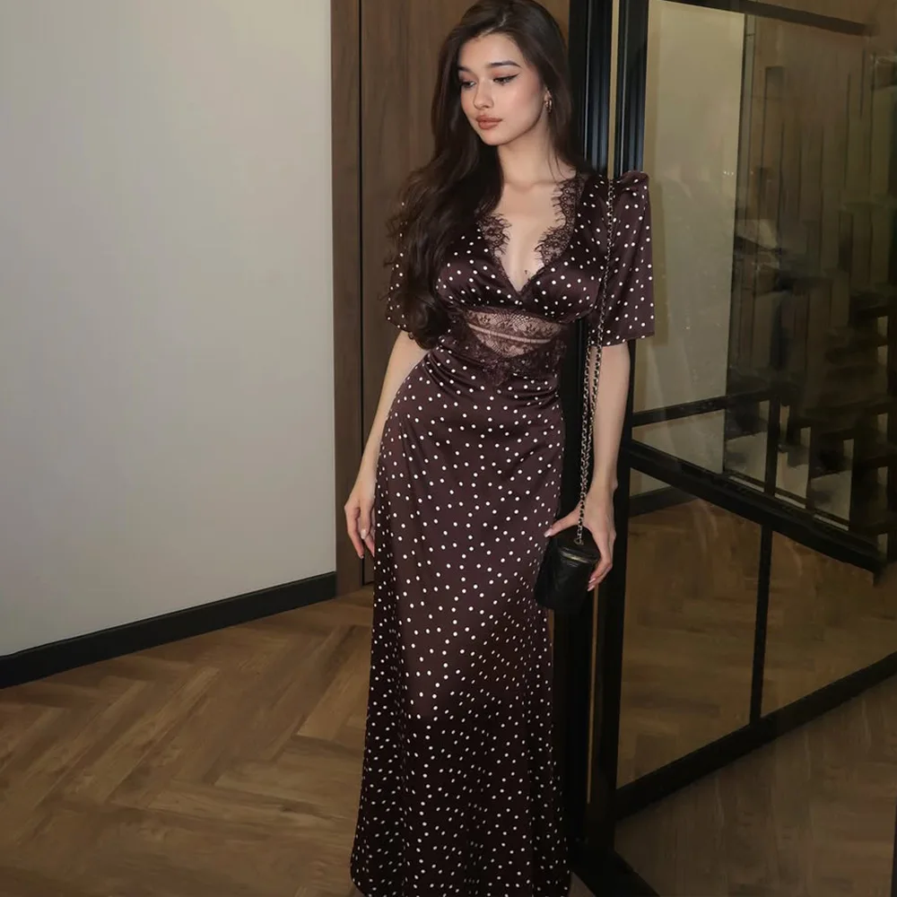 Elegant Women Brown Polka Dot Print Maxi Dress Fashion Short Sleeve Dresses Evening Ladies Street Party Vestidos 2026 Summer
Elegant Women Brown Polka Dot Print Maxi Dress Fashion Short Sleeve Dresses Evening Ladies Street Party Vestidos 2026 Summer