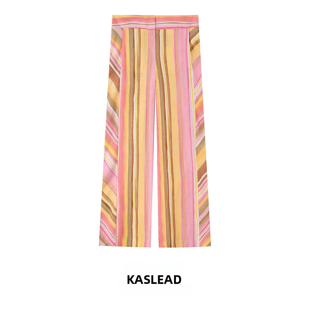 KASLEAD New Women's Fashion Simple Stripe Wide Leg Pants Straight Cut Casual Trousers Natural Waist Polyester Fiber
KASLEAD New Women's Fashion Simple Stripe Wide Leg Pants Straight Cut Casual Trousers Natural Waist Polyester Fiber