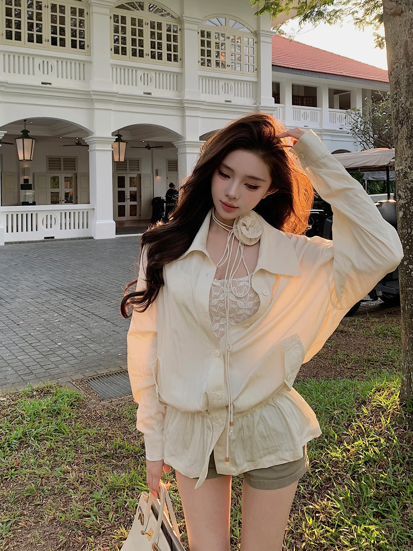 Rose Tie Long Sleeve Shirt Women's Summer Elegance Top Vintage Bouvardia Flower Field by Qiu Rouyao Casual Loose Fit Shirt
Rose Tie Long Sleeve Shirt Women's Summer Elegance Top Vintage Bouvardia Flower Field by Qiu Rouyao Casual Loose Fit Shirt