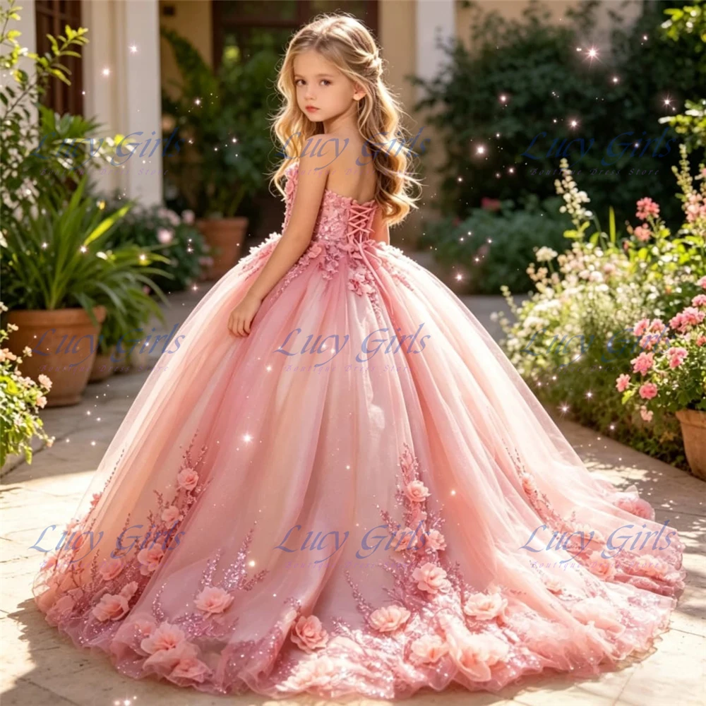 Gorgeous Quality Flowers Applique Flower Girl Dress for Wedding Spaghetti Strap Dress for Girls Crystal Communion Ball Gowns
Gorgeous Quality Flowers Applique Flower Girl Dress for Wedding Spaghetti Strap Dress for Girls Crystal Communion Ball Gowns