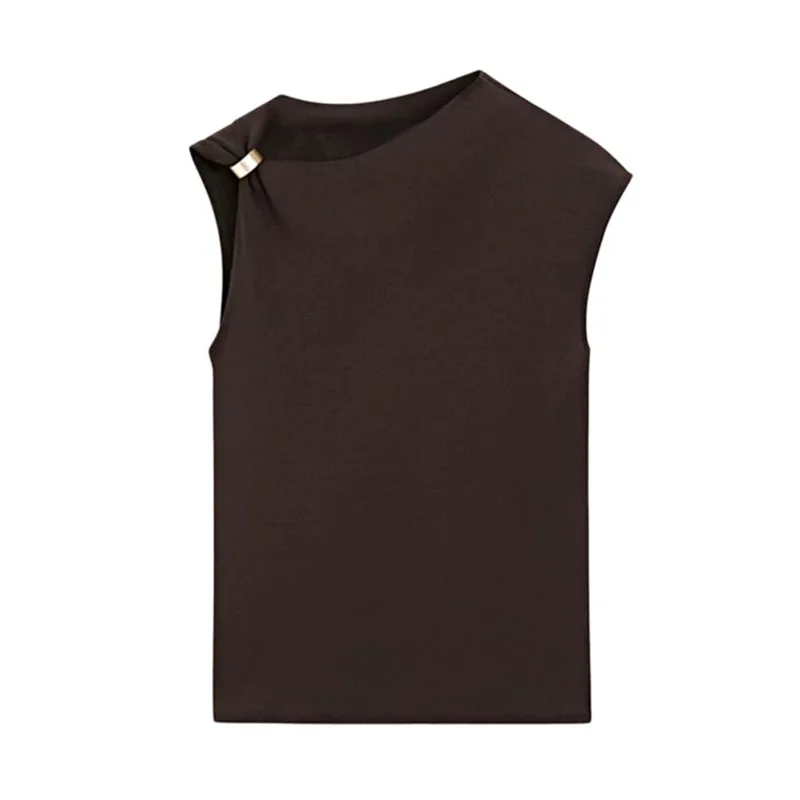 Withered Temperament Casual Versatile Irregular Off Shoulder Sloping Sleeveless T-shirt Woman Clothes Female Clothing
Withered Temperament Casual Versatile Irregular Off Shoulder Sloping Sleeveless T-shirt Woman Clothes Female Clothing