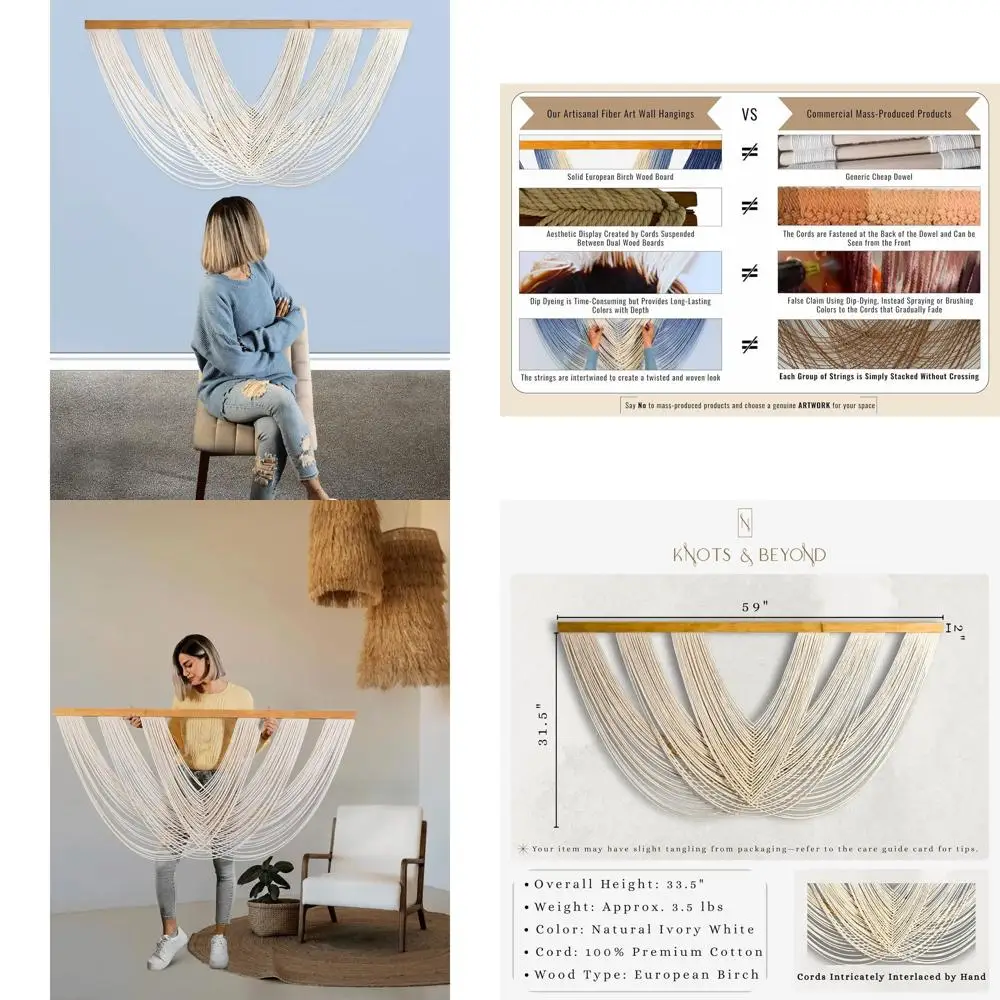 Большое настенное панно из макраме - 59 x 33 дюйма, премиум-класс, в стиле бохо, ручная работа, декор из пряжи для дома или офиса
Большое настенное панно из макраме - 59 x 33 дюйма, премиум-класс, в стиле бохо, ручная работа, декор из пряжи для дома или офиса