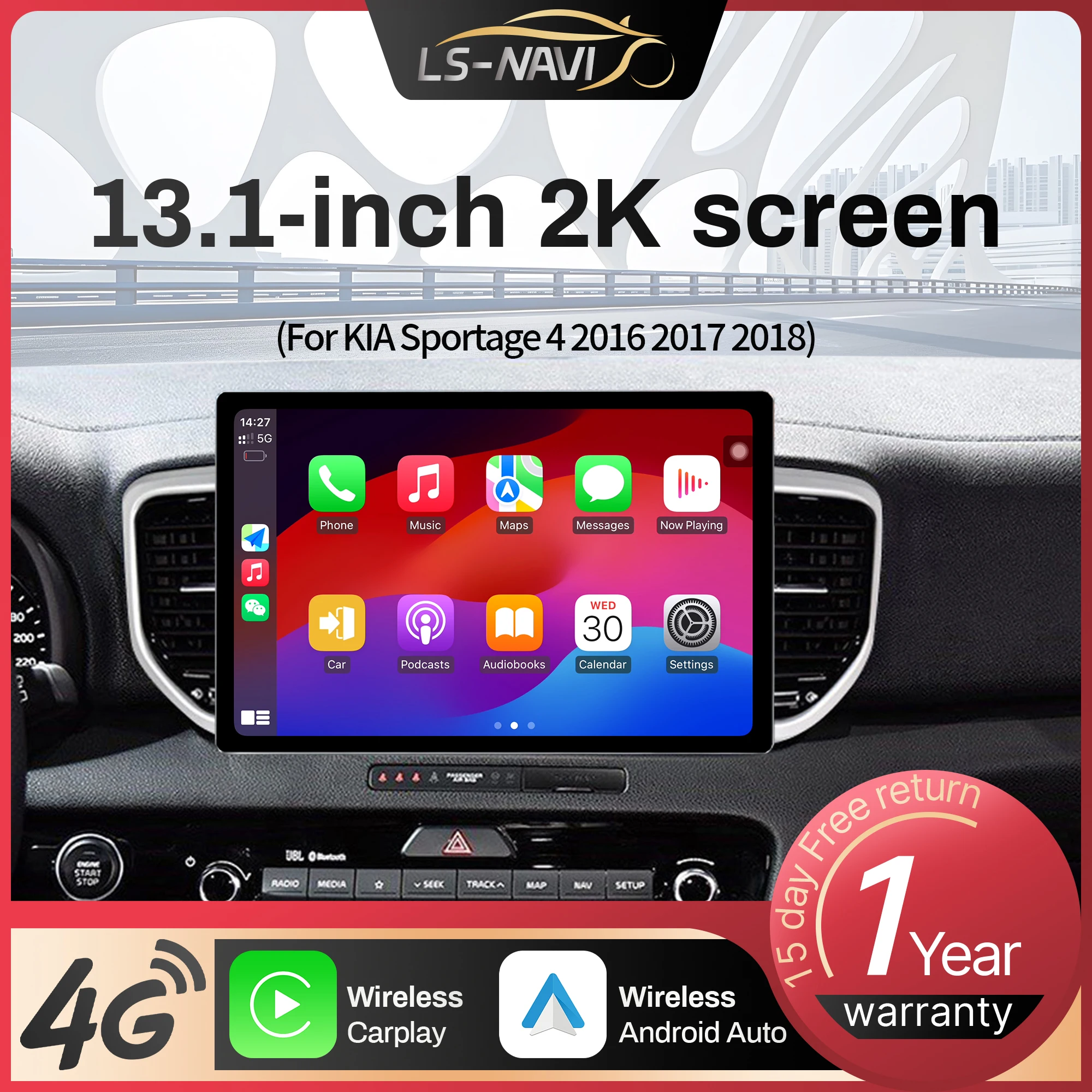 13.1 inch Android For KIA Sportage 4 2016 2017 2018 Car Radio Wireless Bluetooth Carplay GPS Multimedia Touch QLED Screen Stereo
13.1 inch Android For KIA Sportage 4 2016 2017 2018 Car Radio Wireless Bluetooth Carplay GPS Multimedia Touch QLED Screen Stereo