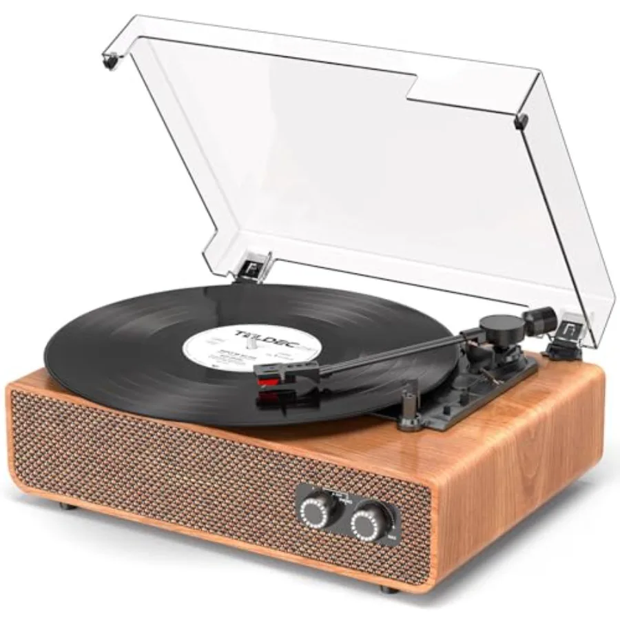 Vintage 3 Speed Turntable with Bluetooth and Upgraded Speakers Adjustable Counterweight Aux-in RCA Output Light Wood Finish Enh
Vintage 3 Speed Turntable with Bluetooth and Upgraded Speakers Adjustable Counterweight Aux-in RCA Output Light Wood Finish Enh