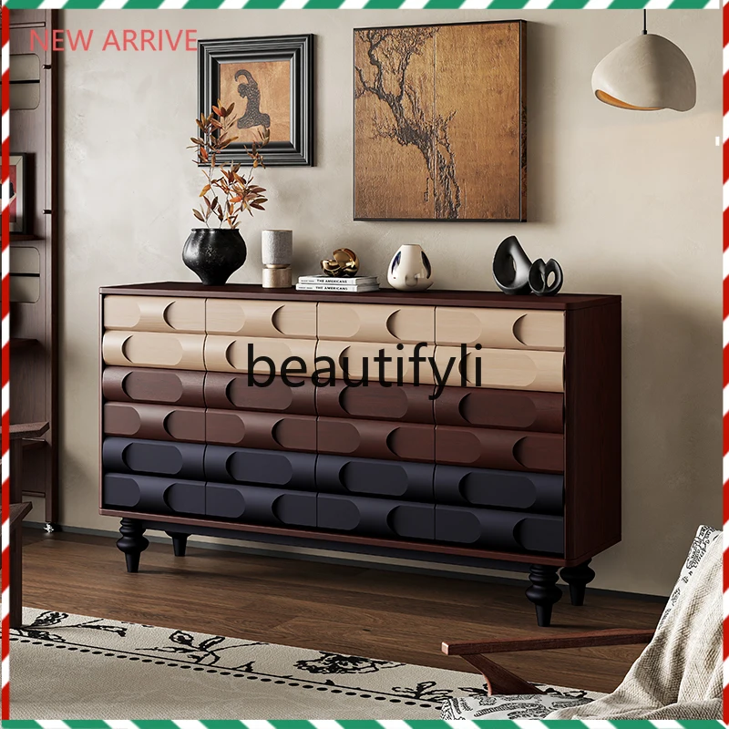 D2520 Medieval entrance side cabinet, retro solid wood shoe cabinet against the wall, dining side partition decorative locker
D2520 Medieval entrance side cabinet, retro solid wood shoe cabinet against the wall, dining side partition decorative locker