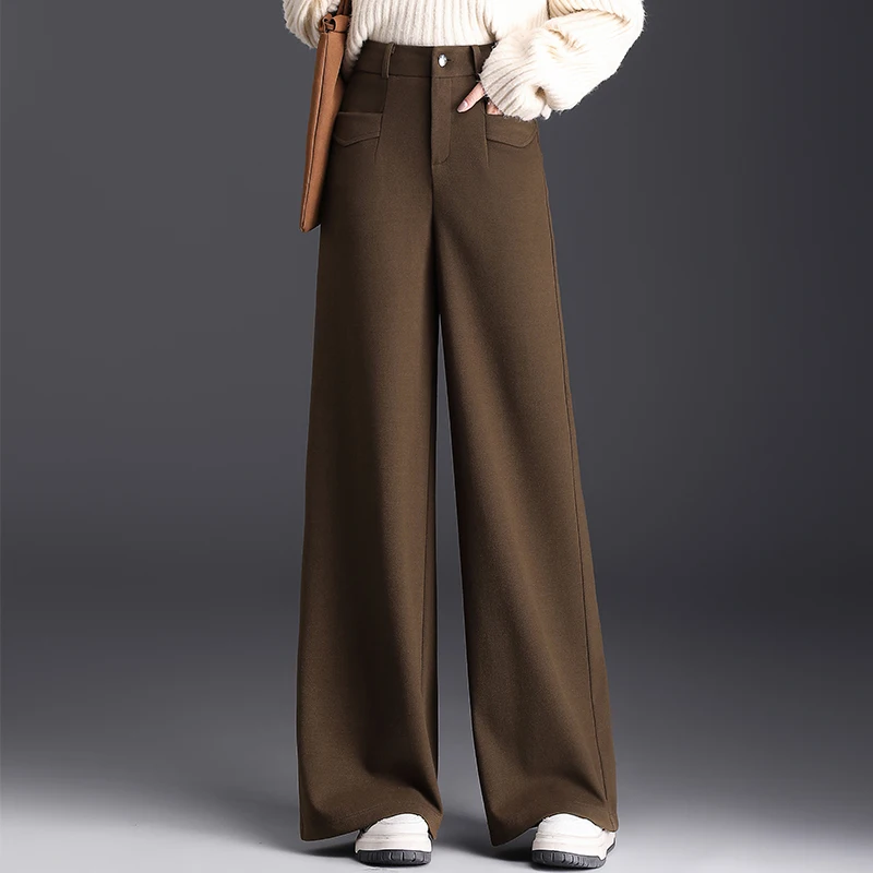 High Waist Wide Leg Pants Women's Autumn Winter Thiened Woolen Loose Fit Casual Trousers Floor-Length Dra Pants
High Waist Wide Leg Pants Women's Autumn Winter Thiened Woolen Loose Fit Casual Trousers Floor-Length Dra Pants
