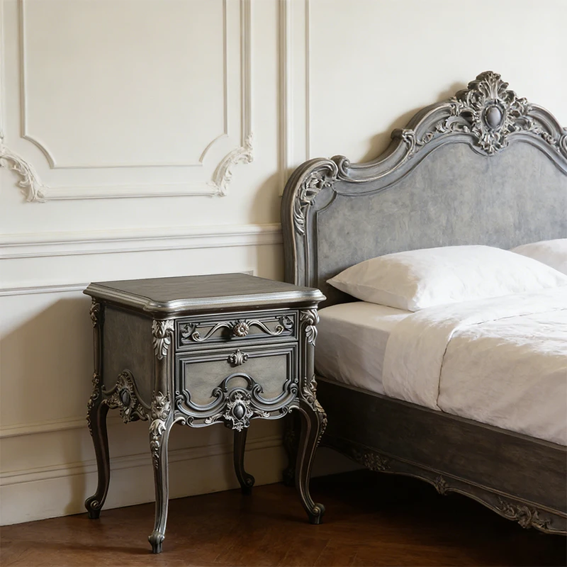 !@Exquisite French Villa Furniture Hand Carving Storage Antique Bedside Table Vintage Grey Finish Veneer Wood Bedside Night Stan
!@Exquisite French Villa Furniture Hand Carving Storage Antique Bedside Table Vintage Grey Finish Veneer Wood Bedside Night Stan