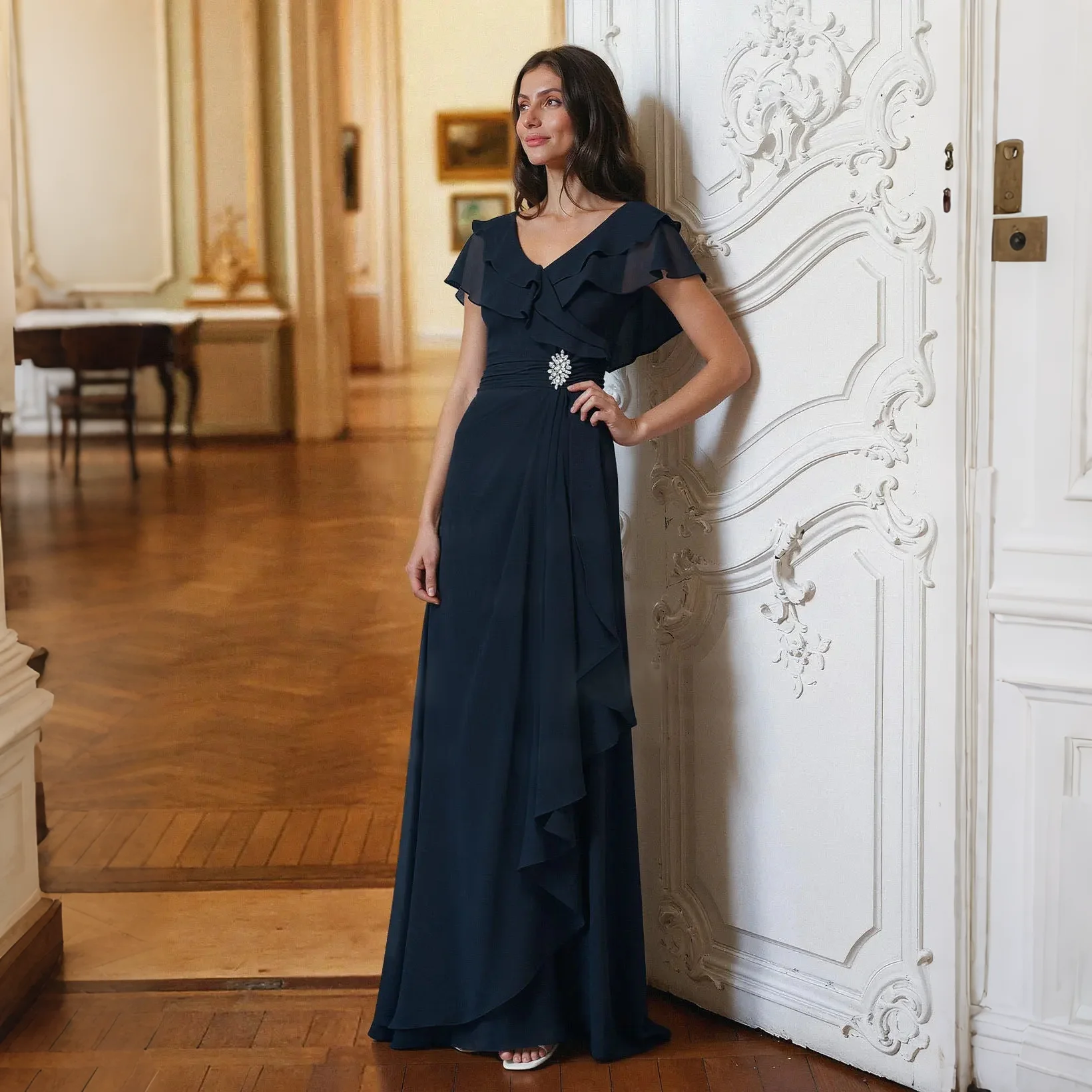 Yolanda Women's Wedding Party attire Ruffles Flutter Sleeves Chiffon Evening Dresses Vestidos Feminino Elegante Customized 2026
Yolanda Women's Wedding Party attire Ruffles Flutter Sleeves Chiffon Evening Dresses Vestidos Feminino Elegante Customized 2026