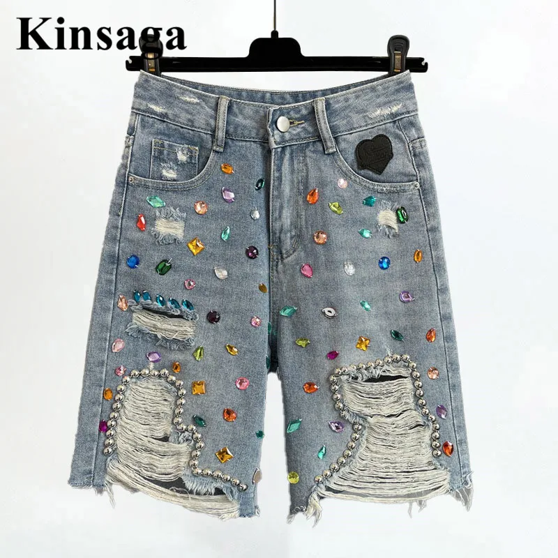 Street Ripped Hollow Out Fifth Short Jeans Girl Hip Hop Psycho Colored Diamond Beading Demin Straight Shorts Pant Women Capris
Street Ripped Hollow Out Fifth Short Jeans Girl Hip Hop Psycho Colored Diamond Beading Demin Straight Shorts Pant Women Capris