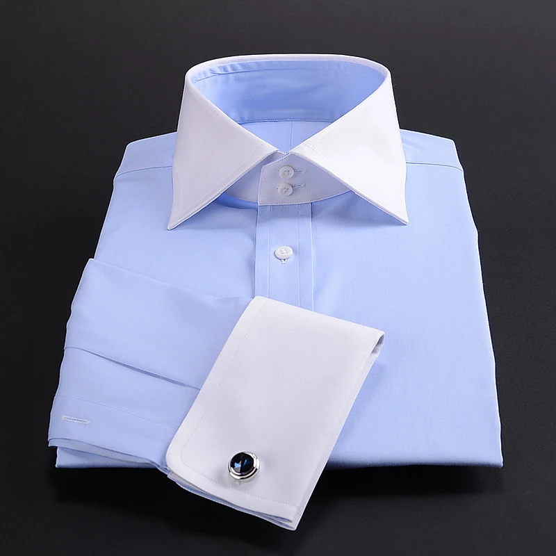 Classic Double Button High Collar Men's Long sleeved Shirt 100% Cotton British Retro Fashion White Collar French Shirt Men's
Classic Double Button High Collar Men's Long sleeved Shirt 100% Cotton British Retro Fashion White Collar French Shirt Men's