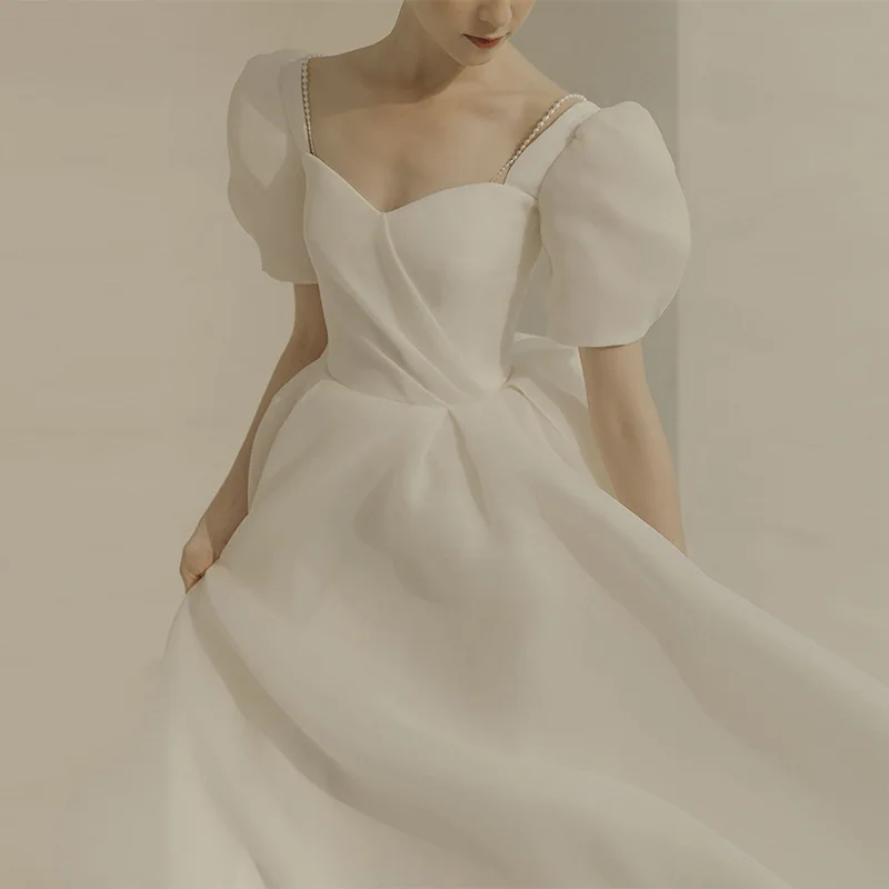 Light Wedding 2025 New Bride Puff Sleeve White Simple Elegant Square Neck Registration Dress Vestido De Noiva Floor Length Gowns
Light Wedding 2025 New Bride Puff Sleeve White Simple Elegant Square Neck Registration Dress Vestido De Noiva Floor Length Gowns