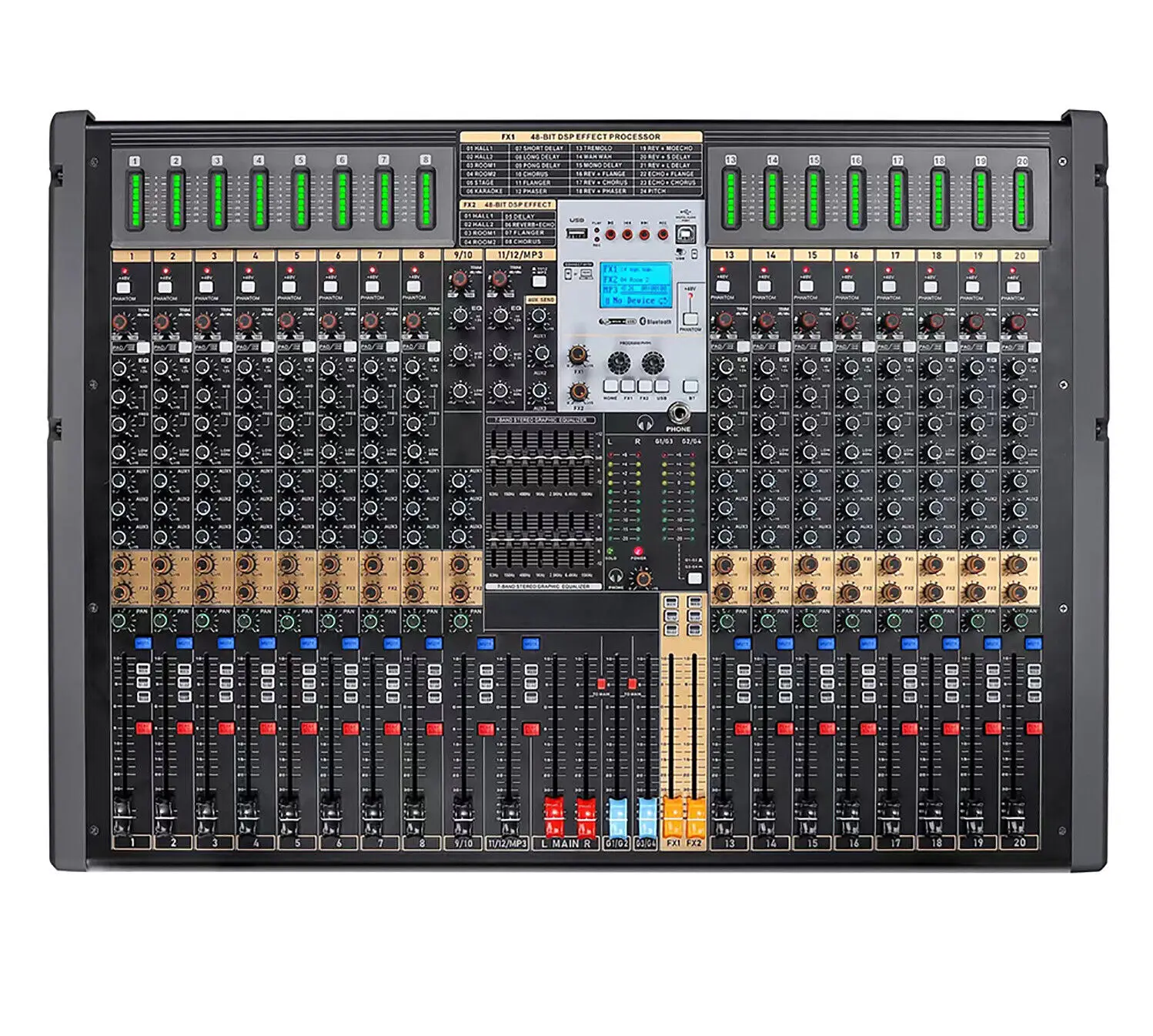 20 Channel Professional Studio Audio Mixer Sound Controller USB MP3 Player
20 Channel Professional Studio Audio Mixer Sound Controller USB MP3 Player