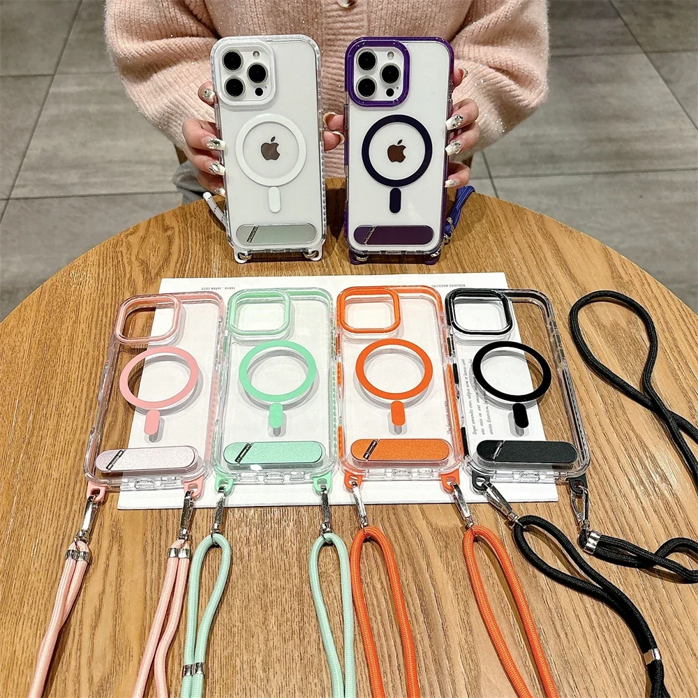 Crossbody Necklace Cord Rope Lanyard Clear Magnetic Phone Case For iPhone 16 15 Plus 14 13 Pro Max For Magsafe Stand Back Cover
Crossbody Necklace Cord Rope Lanyard Clear Magnetic Phone Case For iPhone 16 15 Plus 14 13 Pro Max For Magsafe Stand Back Cover