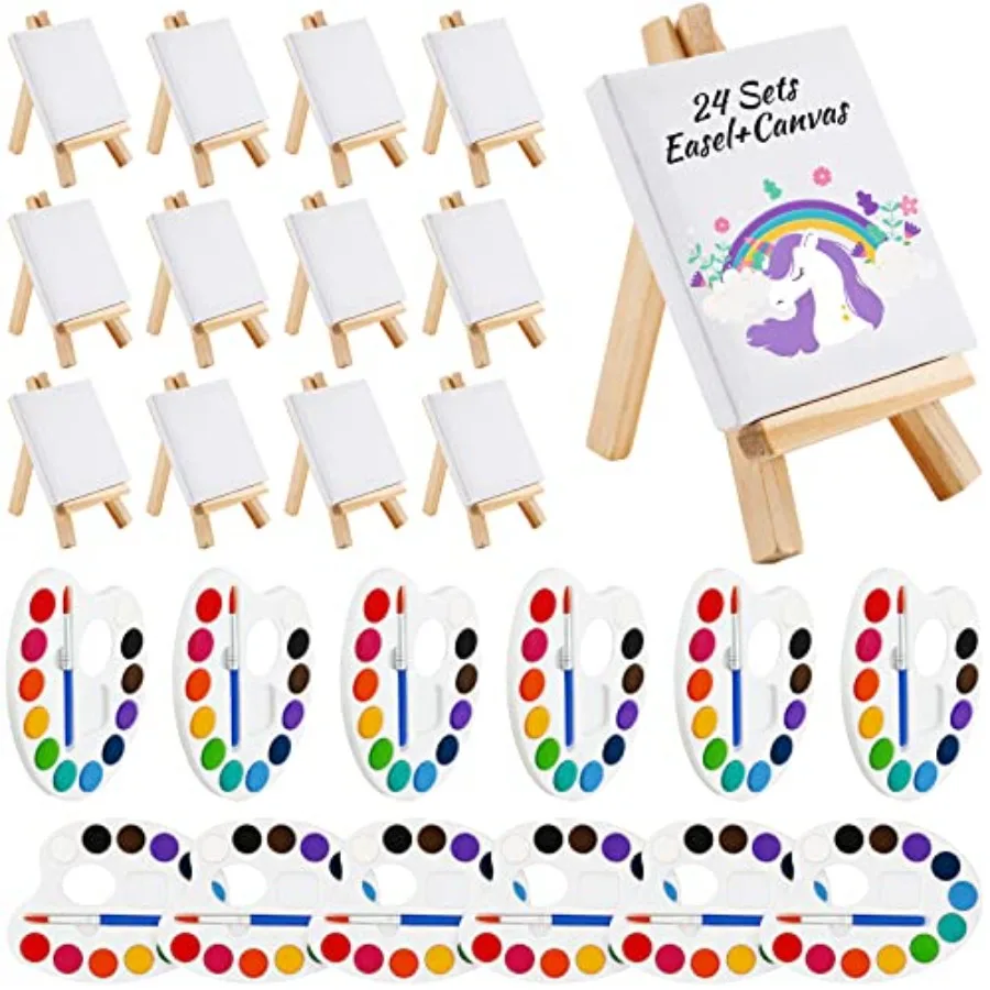 Pcs Mini Canvas Painting Kit Ideal Graduation Gifts for Women 4 x 4in Canvas with Wooden Easel, 12 Colors Watercolor Palette Br
Pcs Mini Canvas Painting Kit Ideal Graduation Gifts for Women 4 x 4in Canvas with Wooden Easel, 12 Colors Watercolor Palette Br