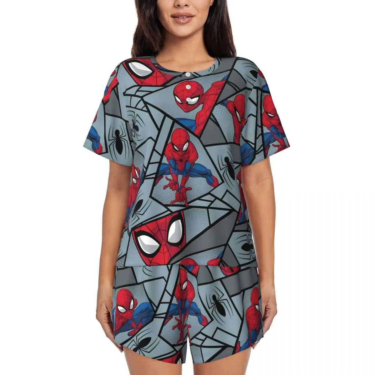 Classic Movie Hero Spider Man Pajamas Set for Women Short Sleeve Sleepwear Loungewear 2 Piece Pjs
Classic Movie Hero Spider Man Pajamas Set for Women Short Sleeve Sleepwear Loungewear 2 Piece Pjs