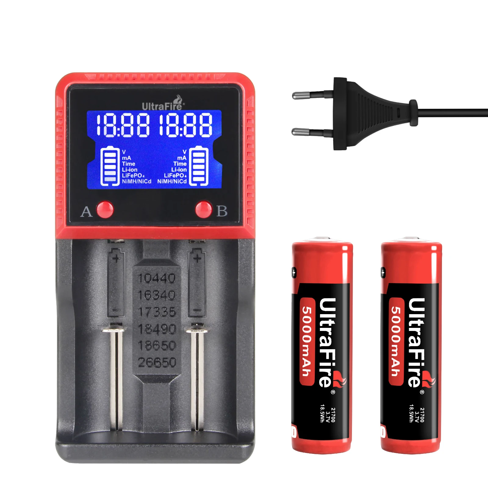 UltraFire 21700 Lithium Batteries 3.7V Real Capacity Li-ion Rechargeable Battery for Flashlight Torch Battery + H2 EU/US Charger
UltraFire 21700 Lithium Batteries 3.7V Real Capacity Li-ion Rechargeable Battery for Flashlight Torch Battery + H2 EU/US Charger