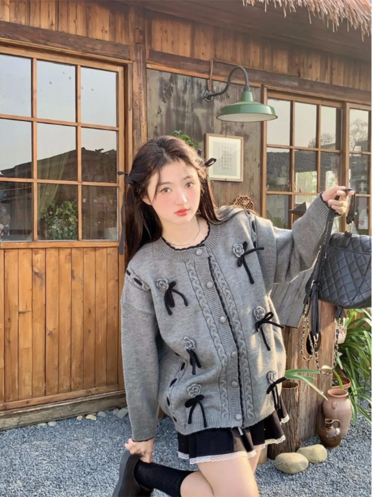 Chic O-neck 3d Flower Bow Knitting Cardigall Womens Clothing Sweet Girls Patchwork Sweater Casual Knitwears Grey Pullover Tops
Chic O-neck 3d Flower Bow Knitting Cardigall Womens Clothing Sweet Girls Patchwork Sweater Casual Knitwears Grey Pullover Tops