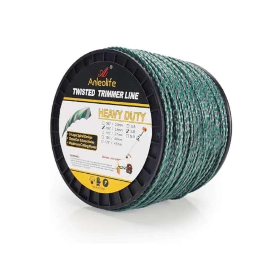 A ANLEOLIFE 3-Pound Heavy Duty Twisted.095-inch-by-1181-ft Dual Core String Spiral Trimmer Line Spool, with Built-in Line Cutte
A ANLEOLIFE 3-Pound Heavy Duty Twisted.095-inch-by-1181-ft Dual Core String Spiral Trimmer Line Spool, with Built-in Line Cutte