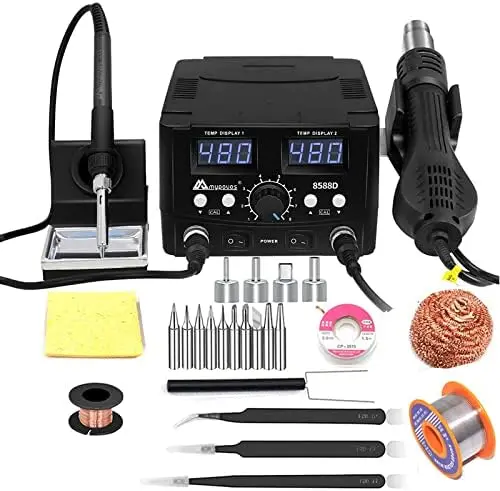 750W 2-in-1 Digital Soldering Station with Hot Air Gun for Phone PCB IC SMD BGA Welding, 110V
750W 2-in-1 Digital Soldering Station with Hot Air Gun for Phone PCB IC SMD BGA Welding, 110V