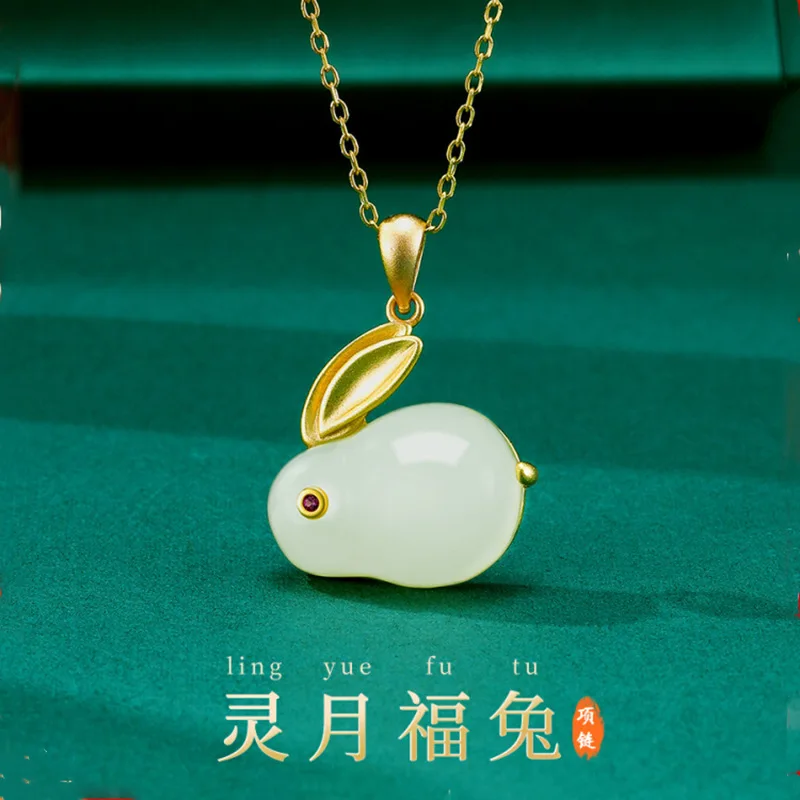Natural Hetian Jade Rabbit Pendant Sterling Silver Necklace for Women Delicate Small Jade Drop 2026 Gifts
Natural Hetian Jade Rabbit Pendant Sterling Silver Necklace for Women Delicate Small Jade Drop 2026 Gifts